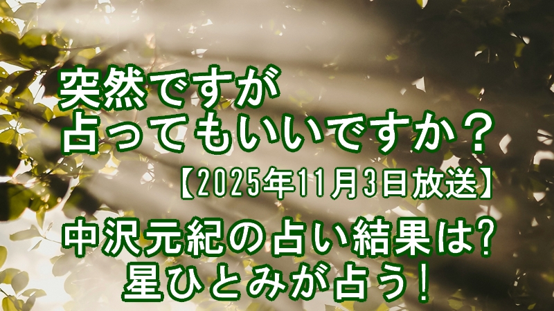 突然ですが占ってもいいですか?中沢元紀の占い結果は?星ひとみが占う!